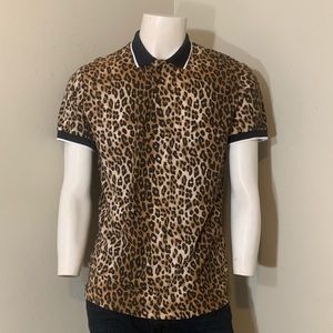 Forever 21 men leopard/cheetah print polo
